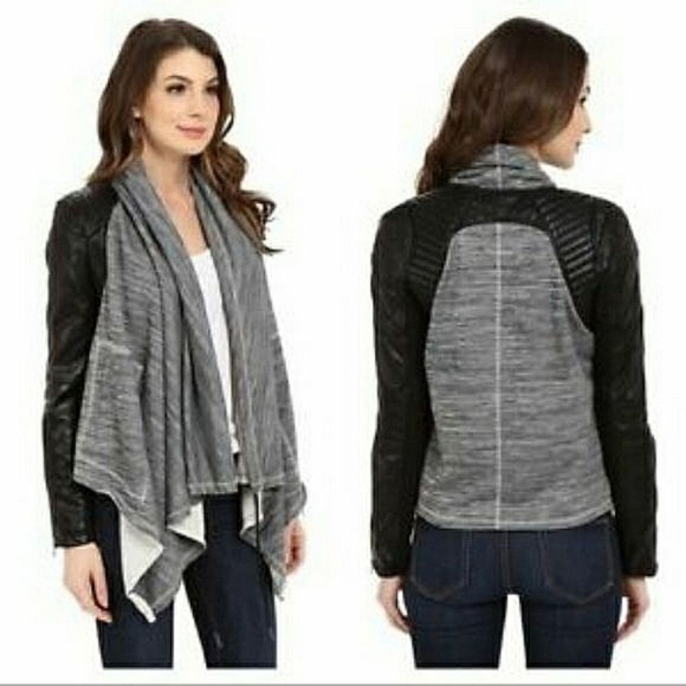 BlankNYC Drape Front Jacket with Faux Leather
